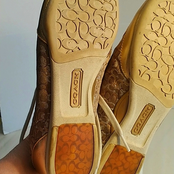 Gold and Brown Women's Sneakers Coach Size 8.5M - Picture 12 of 12